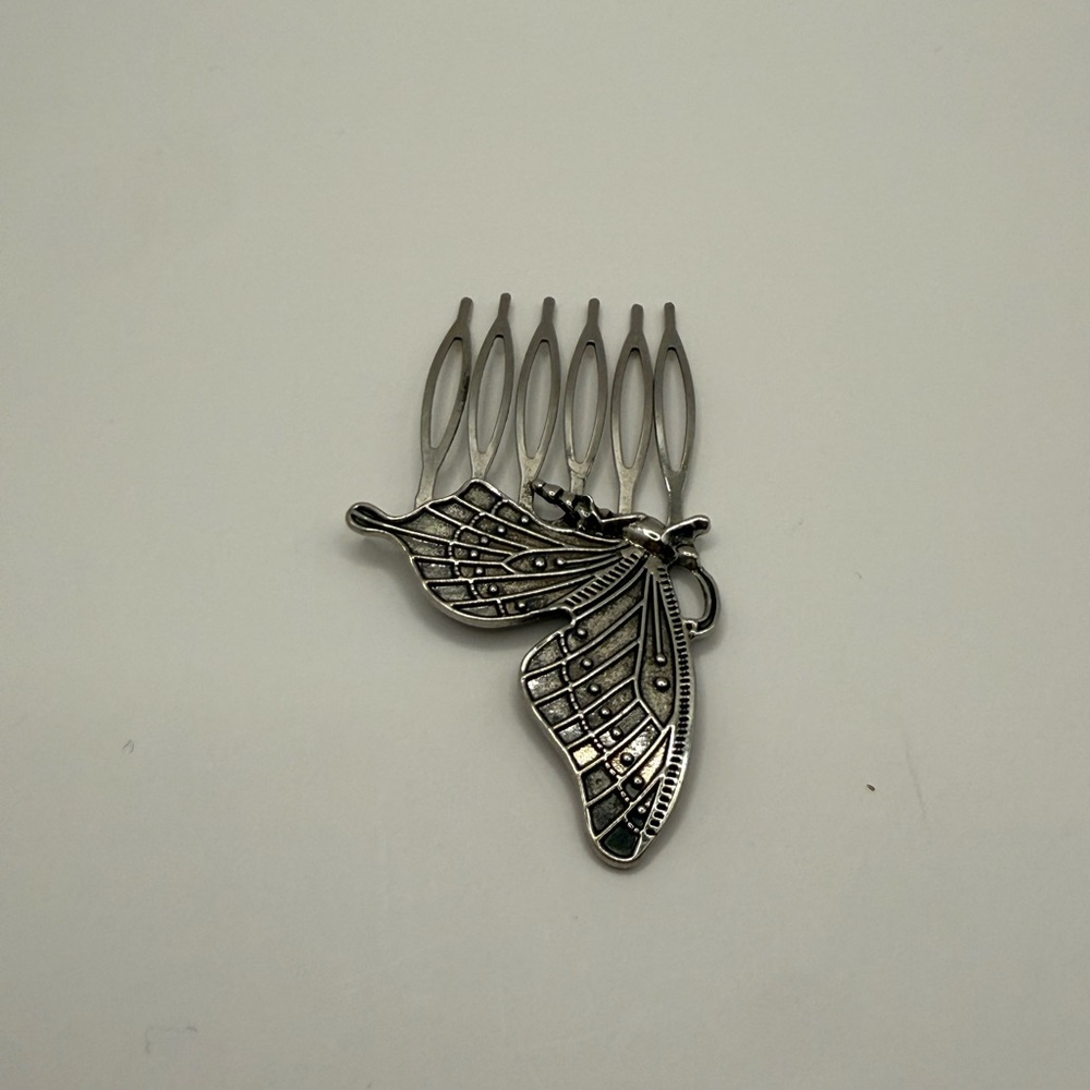 Butterfly Side Comb Vintage Silver Tone Hair Accessories Quality New - Picture 2 of 5